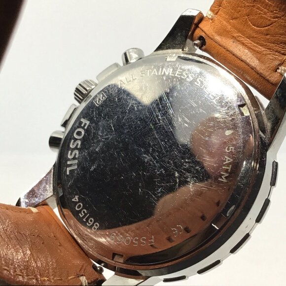 Fossil Men's Sport Watch 100M Silver Dial Stainless Steel Bracelet Dive Bezel - Picture 15 of 16